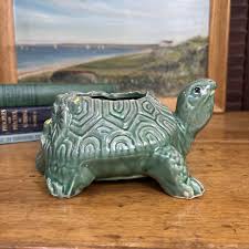 Vintage Green McCoy Turtle Planter - The Junk Parlor