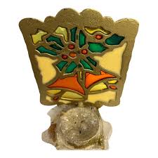 Vintage John Buck Cast Iron and Stained-glass Candle Holder ...