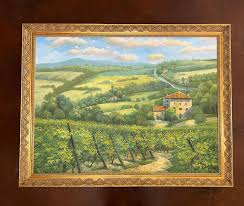 Signed Oil Painting "tuscan Countryside" With Gold Ornate ...