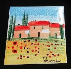 Souvenir Kitchen Trivet Tile HAND PAINTED DATED 2012 Made in ...