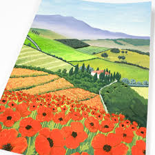 Tuscany Poppies (v2) - Original 15x21cm Gouache Painting ...