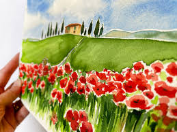 Buy Tuscany ORIGINAL Painting. Italian Landscape With Red ...