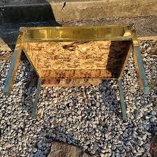 Vintage Hollywood Regency Brass Side Table Trunk Lid Style Rare Estate Find | eBay