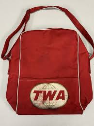 Vintage Red TWA Airline Flight Shoulder Bag With Logo ...
