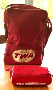 Vtg.TWA Used Carry-on shoulder bag (old Double Globe Logo ...