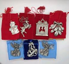 Lot Of 7 Avon Christmas Pewter Ornaments 2000s Holiday ...