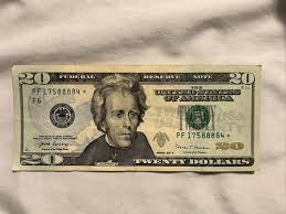 20 dollar bill star note 2017A With Rare Serial Number 4 ...