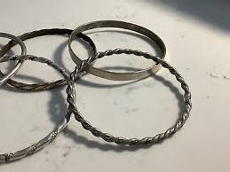 COLLECTION OF (5) STERLING SILVER BANGLE BRACELETS 66GMS MUST SEE NO RES | eBay