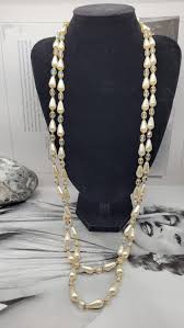 Vintage Aurora Borealis Pearl Necklace: Long Double Strand ...