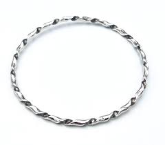 Solid Sterling Silver Twisted Slim Stackable Bangle Bracelet ...