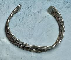 Vintage Silver, Gold, Copper Tone Twisted Cuff Bracelet | eBay