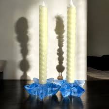 Cambridge Glass Moonlight Blue Star Candleholders/taper Candleholders/blue Candlestick Holders - Etsy