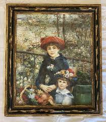 VINTAGE RENOIR OIL ON CANVAS 'TWO SISTERS (ON THE TERRACE)' REPLICA art painting | eBay