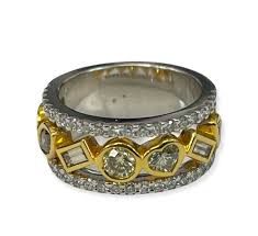 Multi Shape Fancy Color Diamond Wide Ring White Gold 14kt | eBay