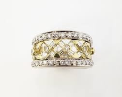 Vintage 18 Karat White and Yellow Gold Diamond Band Ring ...