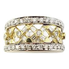 Mid 20th Century 18 Karat White and Yellow Gold Diamond Band ...