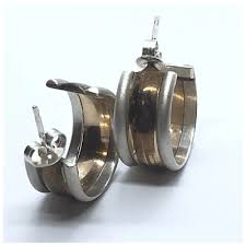 RGF 925 Sterling Silver Two Tone Vintage Hoop Earrings | eBay