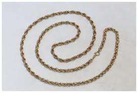 Vintage 12K Gold Fill Rope Chain Necklace. For Sale at Ruby Lane