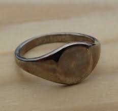 Nos Vintage Silver Tone Metal Identification Ring Art ...