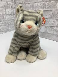 Ty Beanie Buddy Cat Silver Plush Gray Striped Kitten NWT 11 ...