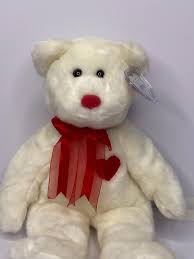 Ty Valentino the Bear Beanie Buddie Plush White Bear W/ Red ...