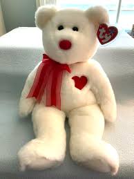 TY Beanie Buddy - VALENTINO the White Bear (14 inch ...