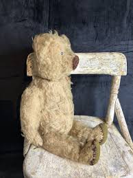 Antique Golden Mohiar Fully Jointed Teddy Bear 18" Glass ...