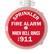 Fire Sprinkler Alarm Bell Sign 7" Round | Reads “Sprinkler ...