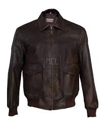 Men Aviator A-2 Flight A2 Jacket Brown Biker Real Leather ...