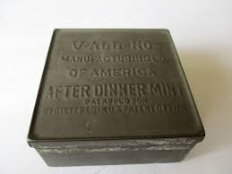 1907 Antique Aluminum V-All-No After Dinner Mint EMBOSSED TIN - 3" Square - USA! | eBay