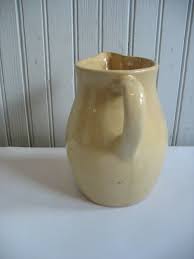 Vtg 6 1/4" Ovoid Yellow Stoneware Pitcher - UHL Pottery ...