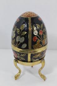 Hand Enameled Solid Brass Vintage Cloisonné Egg 7wide ...