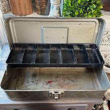 Vintage Metal Tacklebox Toolbox Art Supplies Industrial ...