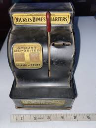 Black Tin Uncle Sam's 3 Coin Cash Register Toy Bank Antique ...