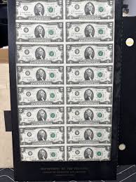 1976 Uncut, Sheet of 16, $2 Two Dollar Bills Bicentennial ...