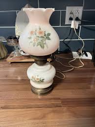 Vintage Pink Floral Table Lamp Mid Century Country Chic ...