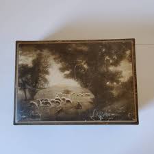 Vintage Nabisco Uneeda Hinged Biscuit Tin Boy Dog Sheep In ...