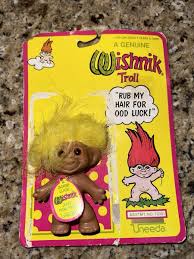 GOOD LUCK WISHNIK UNEEDA 3” Troll Doll 1992 Yellow HAIR NEW ...