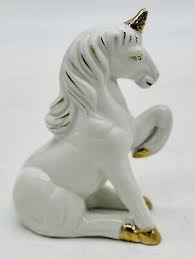 Vintage unicorn figurine, gold detailing, porcelain | eBay