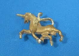 Unicorn Glossy Horn and Mane Goldtone Metal Clutch Back Pin ...