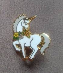 Vintage Goldtone Metal Unicorn With Flowers Enamel Claspback Pin | eBay
