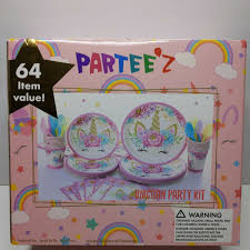 Partee'z Unicorn Party 64 Piece Complete Decorations Set ...