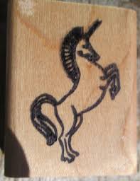 Unicorn standing on back legs Mythical Animal rubber stamp T ...
