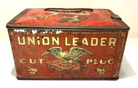 Vintage Union Leader Cut Plug Hinged Lid Tobacco Tin | eBay