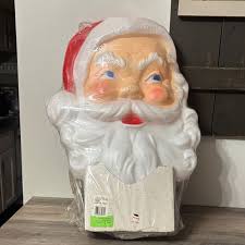 NEW OLD STOCK VINTAGE UNION BLOW MOLD SANTA CLAUS FACE 21 IN ...