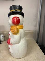 Vtg General Foam Frosty Snowman Candy Cane Yellow Scarf Christmas Blow Mold 13" | eBay Australia