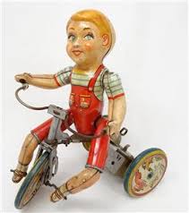 Vintage Unique Art Tin Wind-up Toy Kiddy Cyclist Boy on Tricycle | eBay