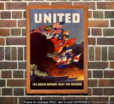 WWII Propaganda Poster: "un Fights for Freedom", Vintage Wartime Wall Art - Etsy