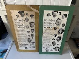 2 Vintage Standee Counter Easel Back Signs The Savings Banks ...