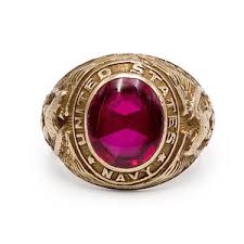 Vintage 10k United States Navy Ring Large Heavy Yellow Gold With Created Ruby 15.01g Size 9.5 - Etsy